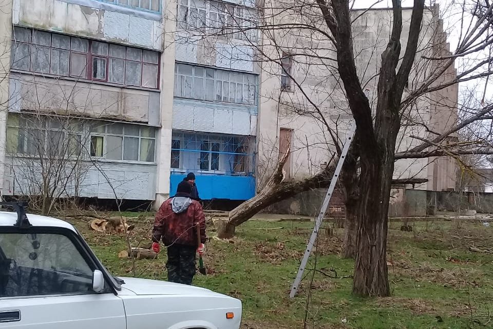 В Крымском убрали упавшее на дом дерево